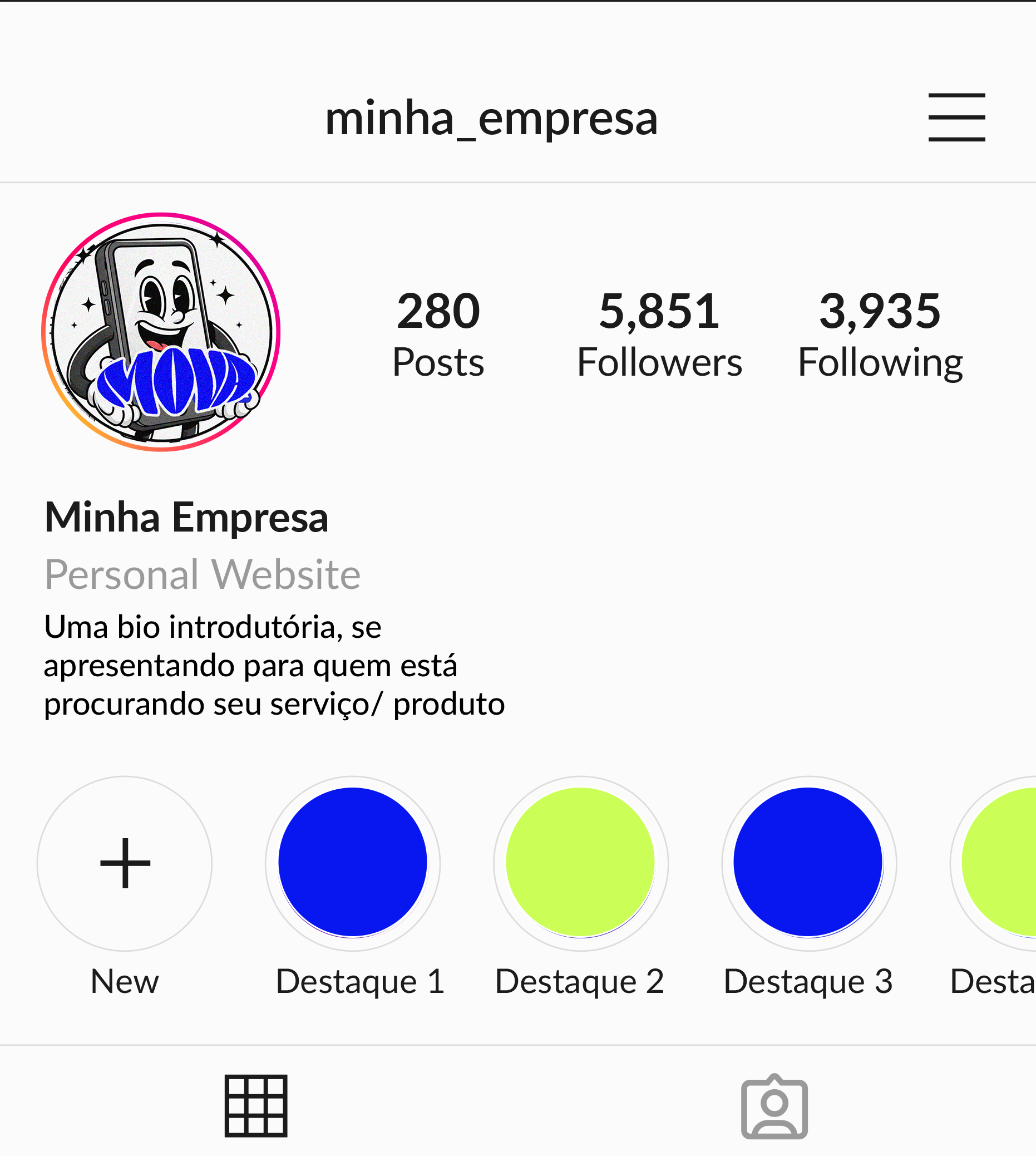 Feed Instagram simulado