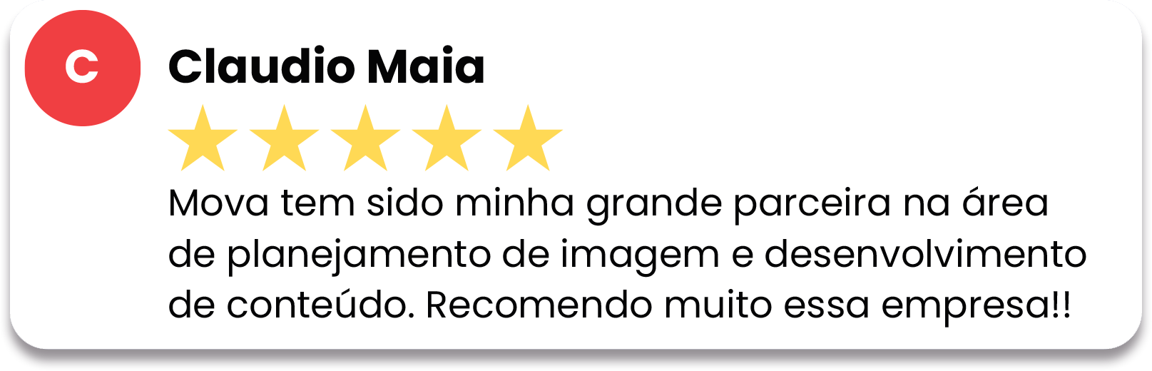 Feedback Mova Criativo Claudio - Com Sombra